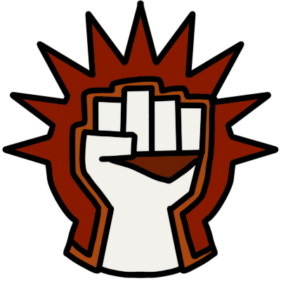 Emblem of the Boros Legion, the red and white guild, from Magic: the Gathering.